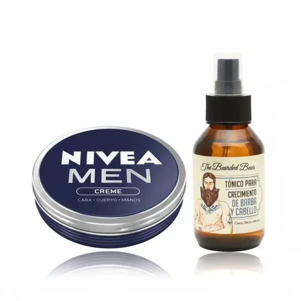minoxidil 5% y crema hidratante para rostro nivea men