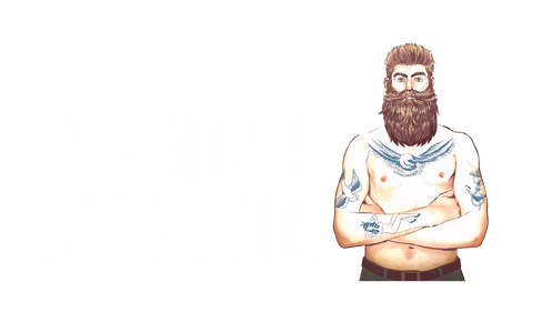 Logo de Barbudos Uruguay: silueta de un hombre barbudo con los brazos cruzados, representando una barbería para hombres con barba.