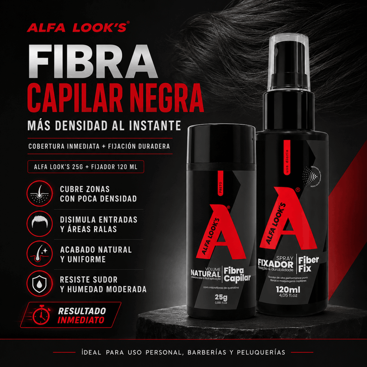 Fibras Capilares y fijador: Alfa Look's 25g