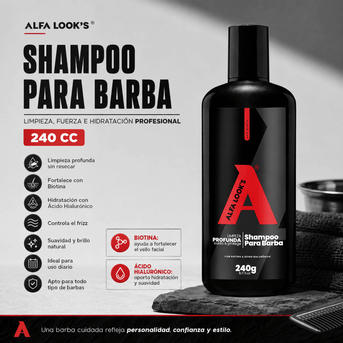 shampoo barba alfa looks uruguay