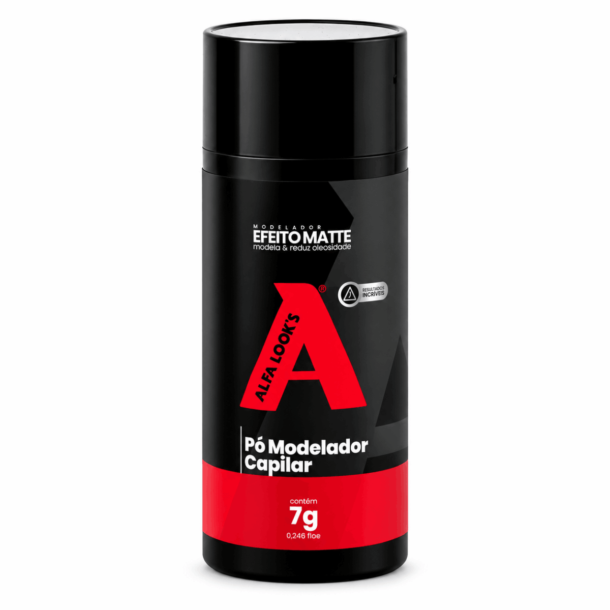 Envase ALFA LOOK’S negro y rojo