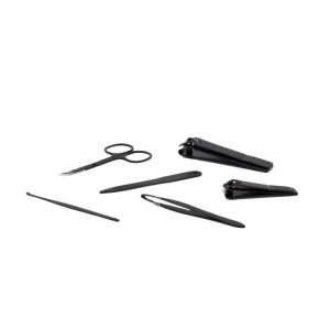 Set de manicura y pedicura, estuche de cuero con herramientas de acero inoxidable.