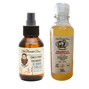 Tónico de crecimiento barba y cabello + Shampoo anti caida